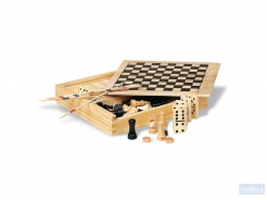 4 Spelletjes in houten doos Trikes, hout