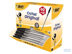 Balpen Bic Cristal zwart medium doos 90+10 gratis