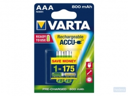 Battery rechargeable Varta 2xAAA 800mAh ready2use
