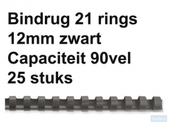 Bindrug Fellowes 12mm 21rings A4 zwart 25stuks