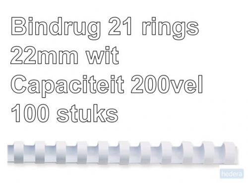 Bindrug GBC 22mm 21rings A4 wit 100stuks
