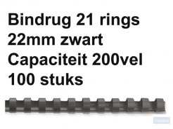 Bindrug GBC 22mm 21rings A4 zwart 100stuks