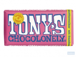 Chocolade Tony's Chocolonely wit framboos knettersuiker 180 gram, 1 stuk