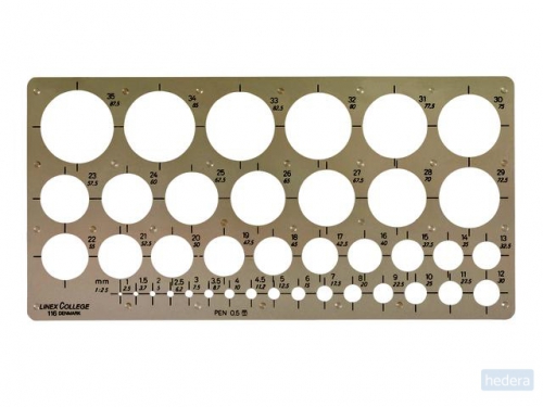 Linex cirkelsjabloon 1 - 35 mm, met 35 cirkels