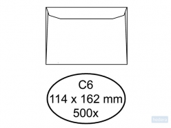 Envelop Hermes bank C6 114x162mm gegomd wit doos à 500 stuks