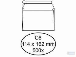 Envelop Hermes bank C6 114x162mm zelfklevend wit doos à 500 stuks