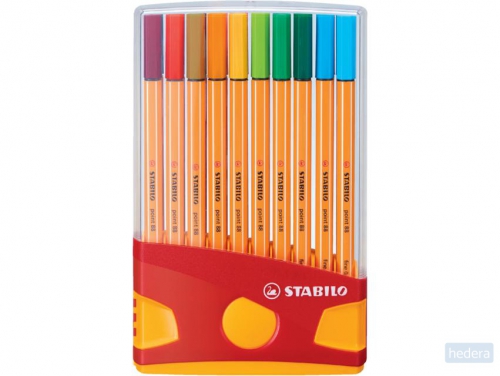 STABILO point 88 fineliner, Colorparade, rood-oranje doos, 20 stuks in geassorteerde kleuren