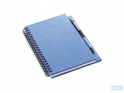 Gerecycled notitieboek met pen Colobloc, blauw