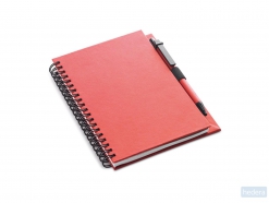 Gerecycled notitieboek met pen Colobloc, rood