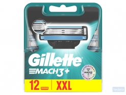 Gillette Mach3+ Scheermesjes Voor Mannen 12 Navulmesjes, -