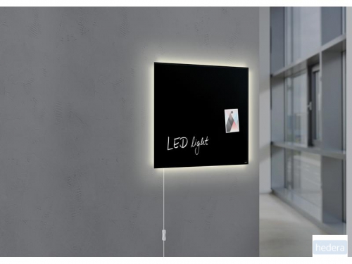 glasmagneetbord Sigel Artverum LED 480x480x15 zwart