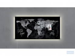 glasmagneetbord Sigel Artverum LED 910x460x15 wereldkaart