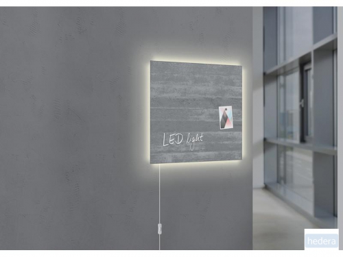 glasmagneetbord Sigel Artverum LED light 480x480x15 betondesign