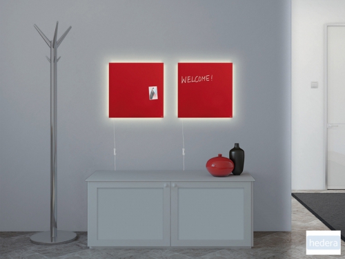 glasmagneetbord Sigel Artverum LED light 480x480x15 rood
