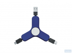 Handspinner met USB Spincable, royal blauw