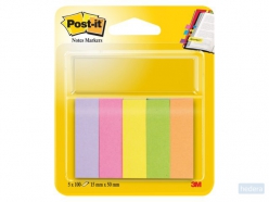Post-it Notes Markers, ft 15 x 50 mm, geassorteerde kleuren, blister met 5 blokjes van 100 vel