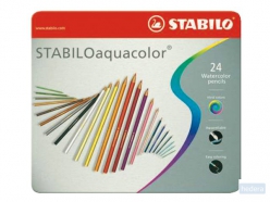 STABILOaquacolor kleurpotlood, metalen doos van 24 stuks in geassorteerde kleuren