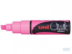 Krijtmarker Uni-ball fluo roze, beitelvormige punt van 8 mm