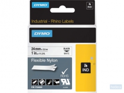 Labeltape Dymo Rhino 1734524 24mmx3.5m flexibel nylon zwart op wit