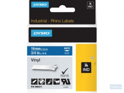 Labeltape Dymo Rhino industrieel vinyl 19mm wit op blauw