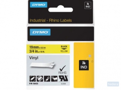 Labeltape Dymo Rhino 18433 19mmx5.5m vinyl zwart op geel
