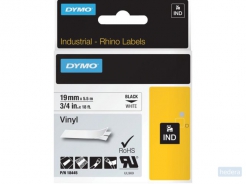 Labeltape Dymo Rhino 18445 19mmx5.5m vinyl zwart op wit