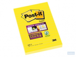 Memoblok 3M Post-it 660 Super Sticky 102x152 geel met lijn