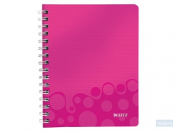 Notitieboek Leitz WOW A5 spiraal PP lijn roze