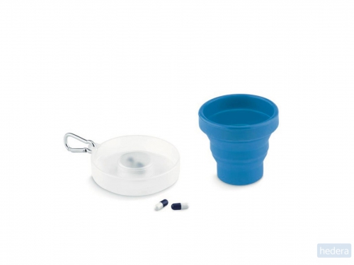 Opvouwbare siliconen beker Cup pill, blauw