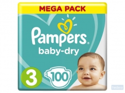 Pampers Baby-Dry Maat 3 100 Luiers Voor Droge Ademende Huid, -