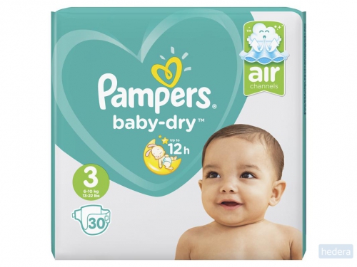 Pampers Baby-Dry Maat 3 30 Luiers Voor Droge Ademende Huid, -