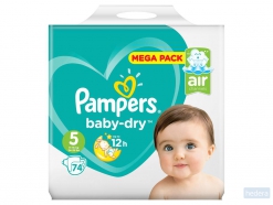 Pampers Baby-Dry Maat 5+ 22 Luiers Droge Ademende Huid, -