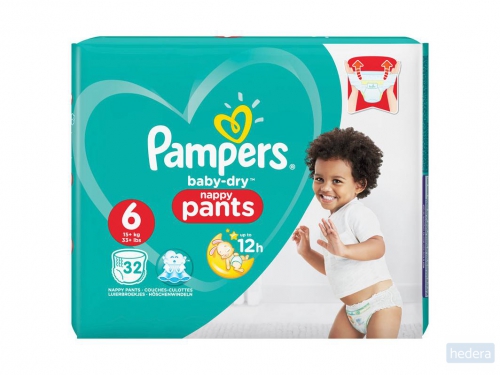 Pampers Baby-Dry Pants S6 32 Luierbroekjes Luchtdoorlatende Banen, -