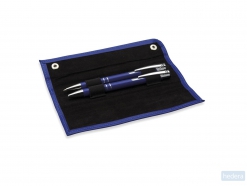 Pen en potlood set in PU etui Gemello, blauw