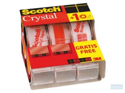 Plakband Scotch Crystal 600 19mmx7.5m transparant 2 1 gratis   afroller