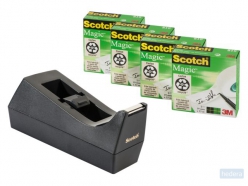 Plakbandhouder Scotch C38 zwart   4rol magic tape 19mmx33m