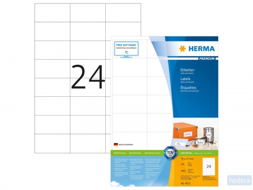 PREMIUM etiketten Herma 4615, A4, 70 x 37 mm, wit, permanent hechtend