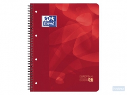 OXFORD School projectbook A4  geruit 5mm 4 gaats 120 vel soepele kunststof kaft rood