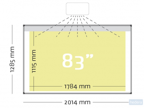 Projectiebord emailstaal mat wit (16:10), enkelvlaks, Softline 8mm profiel voor touch projectoren (o.a. Epson 695Wi), muurmontag