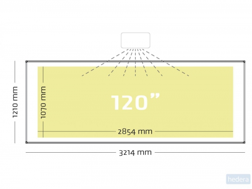 Projectiebord emailstaal mat wit (16:6), softline profiel 8mm voor pen projectoren (o.a. Epson 1480Fi), muurmontage