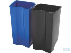 Recycling binnenbakken 2x15 ltr Front Step Rubbermaid RVS, zwart/blauw