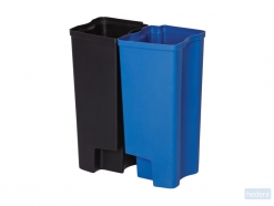 Recycling binnenbakken 2x25 ltr Front Step Rubbermaid RVS, zwart/blauw