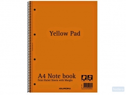 Collegeblok Aurora Yellow Pad A4 lijn 4-gaats 160 pagina's 80gr geel