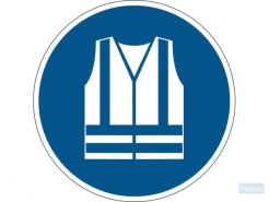 Mandatory sticker \'Use safety vest\' Ø 430 mm