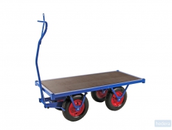 Trolley voor zwaar werk blauw flatfree wielen, 1500 x 700 x 460 mm