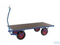 Trolley voor zwaar werk blauw flatfree wielen, 2000 x 1000 x 460 mm