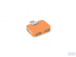 USB Hub, 4 poorten Square, oranje
