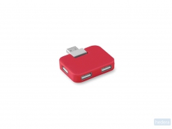USB Hub, 4 poorten Square, rood