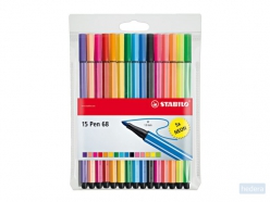 Viltstift STABILO Pen 68/15 medium assorti etui à 10 5 neon kleuren