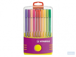 Viltstift STABILO Pen 68/20 ColorParade in antraciet/roze etui medium assorti etui à 20 stuks